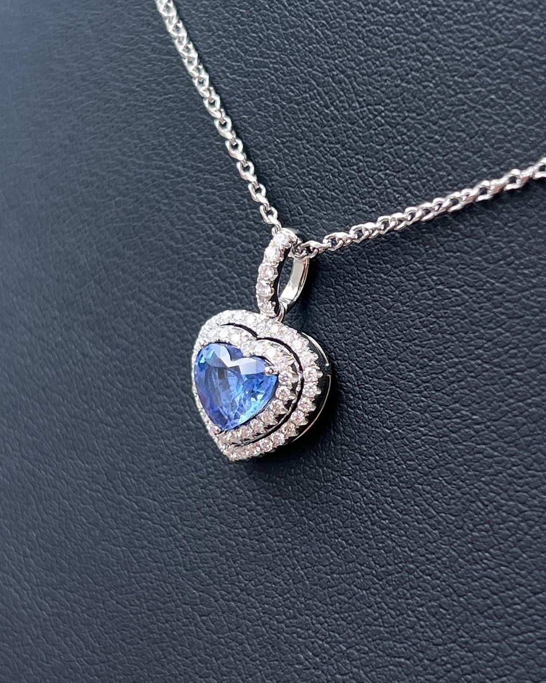 2.80Ct Blue Heart Cut Double Halo Pendant | Engagement Gift Pendant For Her | Anniversary Gift Pendant For Wife | Lovable Jewelry Piece