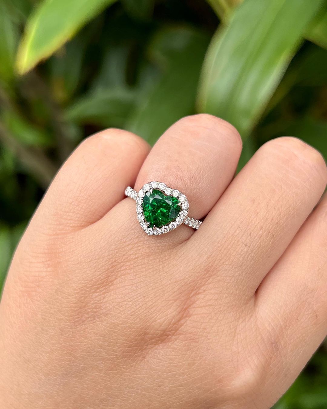 2.8Ct Green Heart Cut Halo Ring | Anniversary Promise Ring For Wife | Lovable Ring For Her | Designer Ring