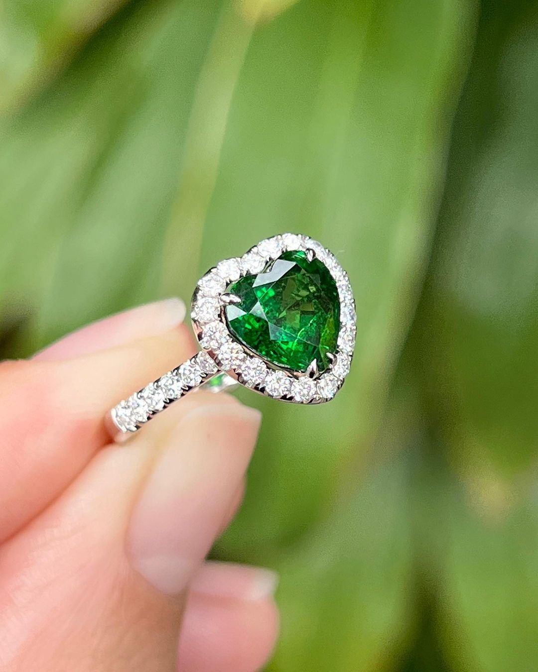 2.8Ct Green Heart Cut Halo Ring | Anniversary Promise Ring For Wife | Lovable Ring For Her | Designer Ring