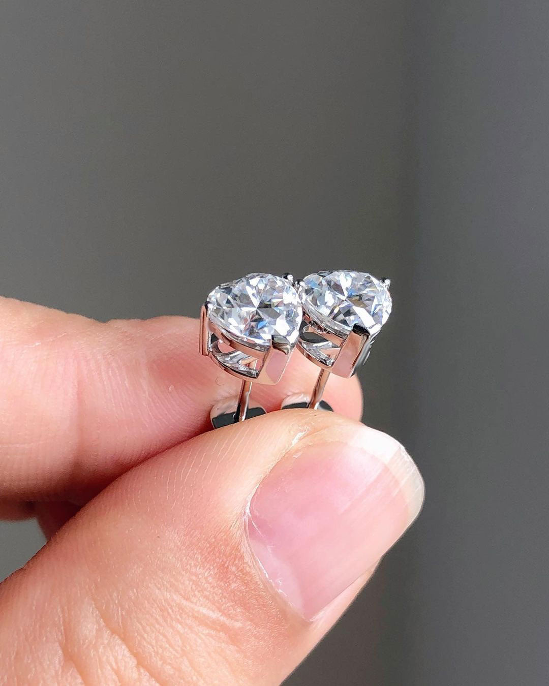 White Heart Cut Cubic Zirconia Solitaire Stud Earring For Her | Stylish Engagement Gift Earring For Love | Valentine's Gift Earring