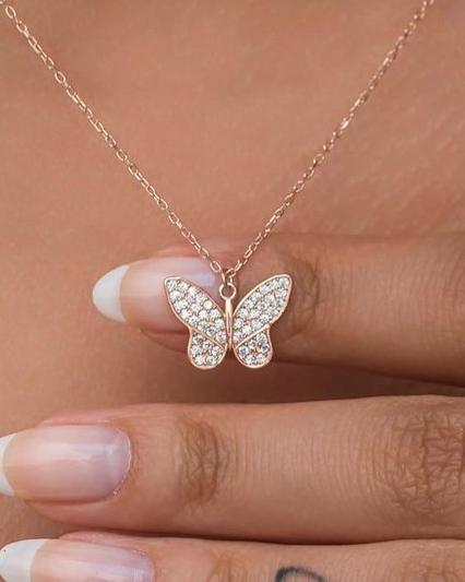 Butterfly Shape 2.80Ct White Round Cut Cluster Pendant | Daily Wear Pendant For Her | Stylish Pendant For Women | Fashion Jewelry |