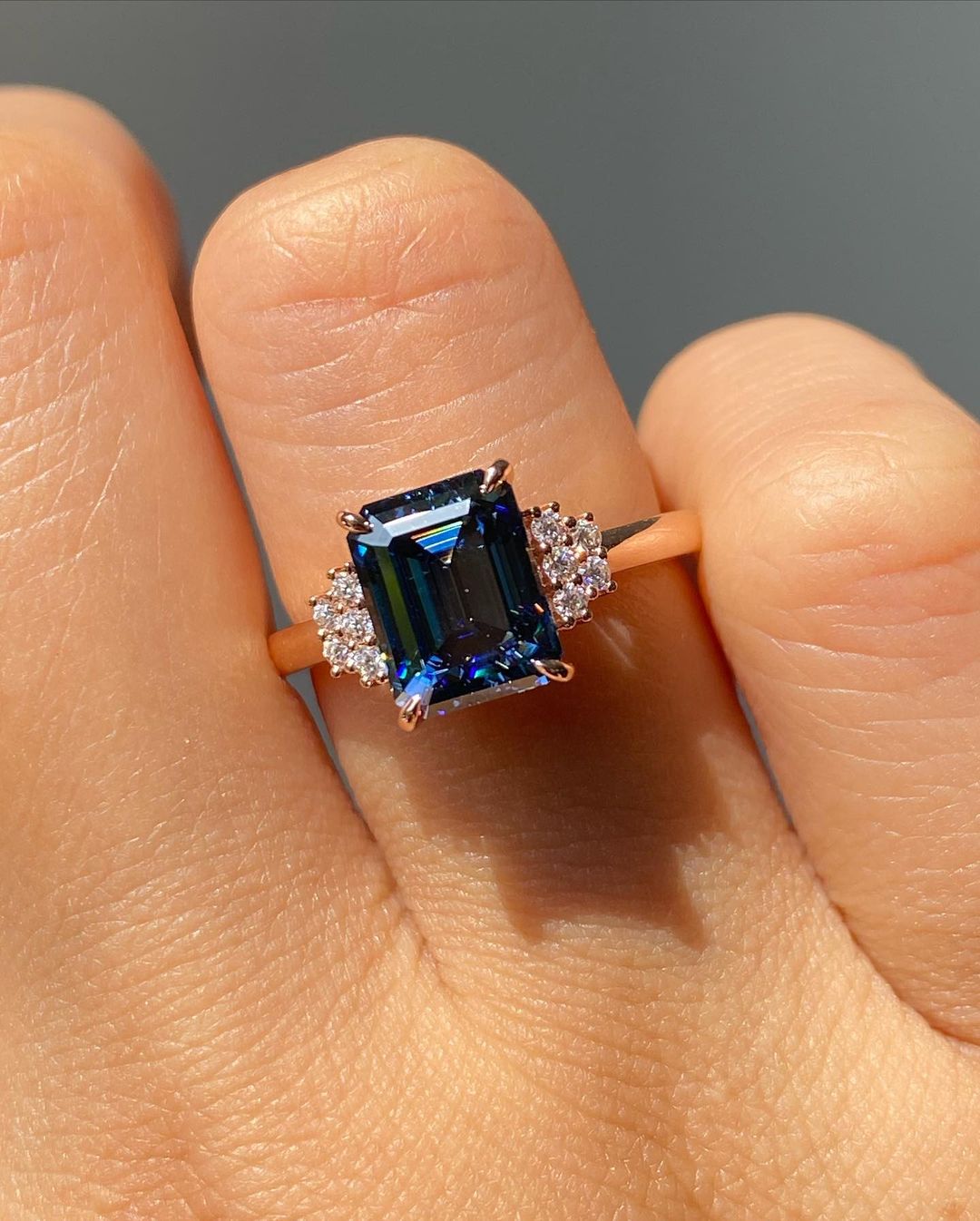 2.88Ct Blue Emerald Cut Solitaire Ring | Surprise Gift Ring For Wife | Classic Ring | Delicate Solo Diamond Ring For Women