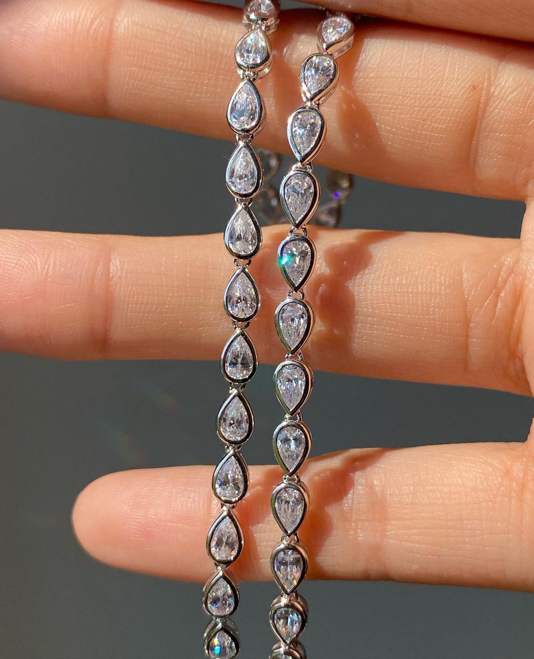 White Pear Brilliant Cut Signity Diamond Tennis Bracelet For Women | Bezel Set Tennis Bracelet | Wedding Gift For Bridal