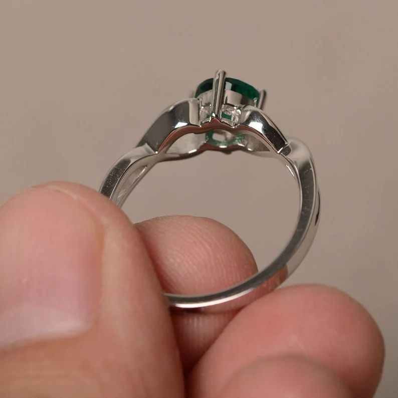 2.2Ct Green Round Cut Solitaire Ring | Infinity Ring For Her | Birthstone Ring | Everyday Jewelry