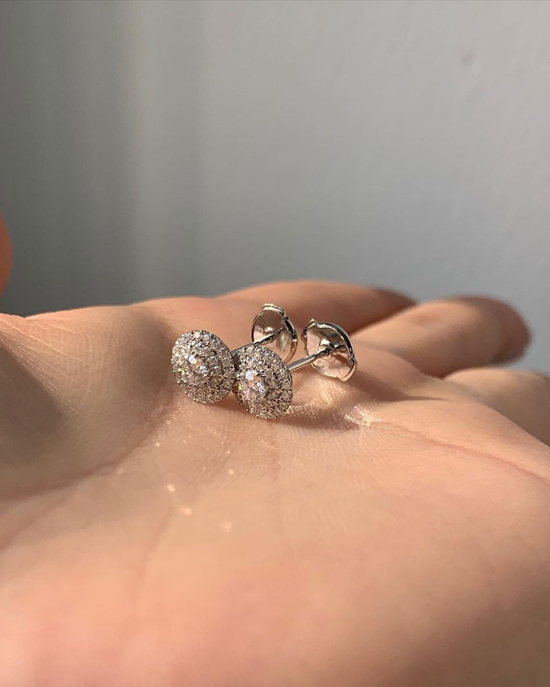 White Round Cut Cubic Zirconia Double Halo Earrings For Her | Everyday Wear Earring For Women | Baby Shower Gift Earring