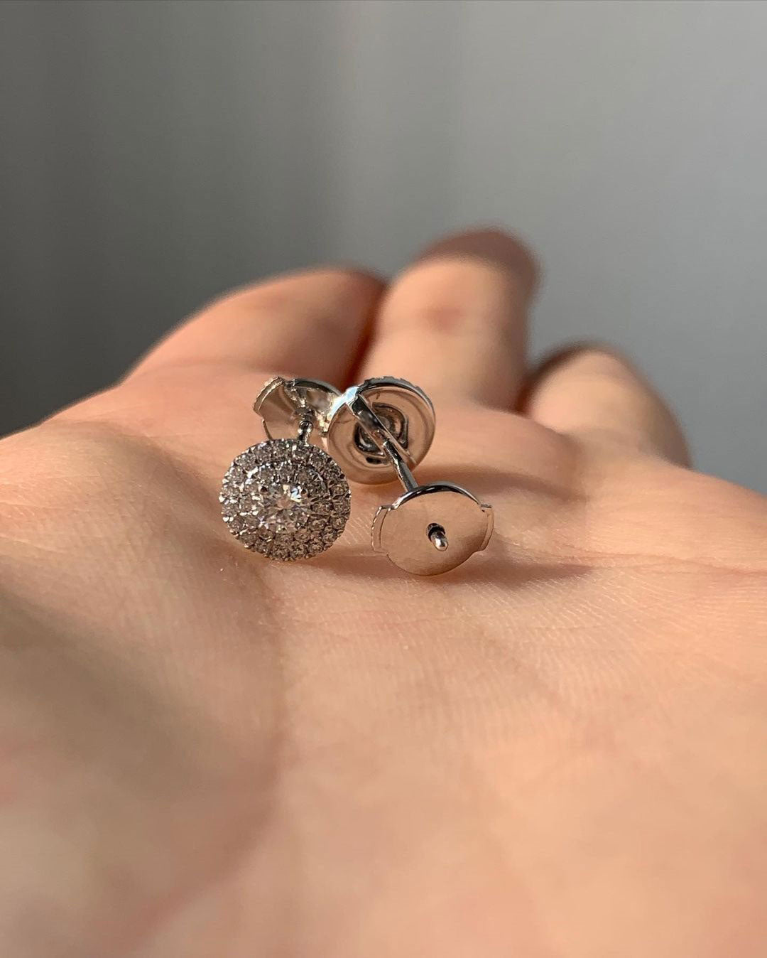 White Round Cut Cubic Zirconia Double Halo Earrings For Her | Everyday Wear Earring For Women | Baby Shower Gift Earring