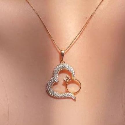 Heart Ring Shape 3.20Ct White Round Cut Cluster Pendant | Perfect Engagement Gift Pendant For Fiancée | Surprise Anniversary Gift Pendant For Women | Bridal Jewelry