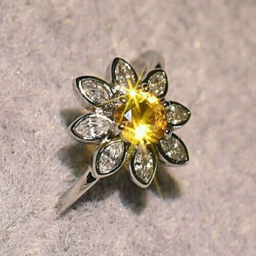 2.55Ct Canary Yellow Round Cut Halo Ring | Wedding Ring For Bridal | Bride To Be