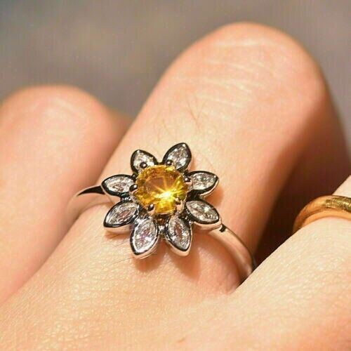 2.55Ct Canary Yellow Round Cut Halo Ring | Wedding Ring For Bridal | Bride To Be