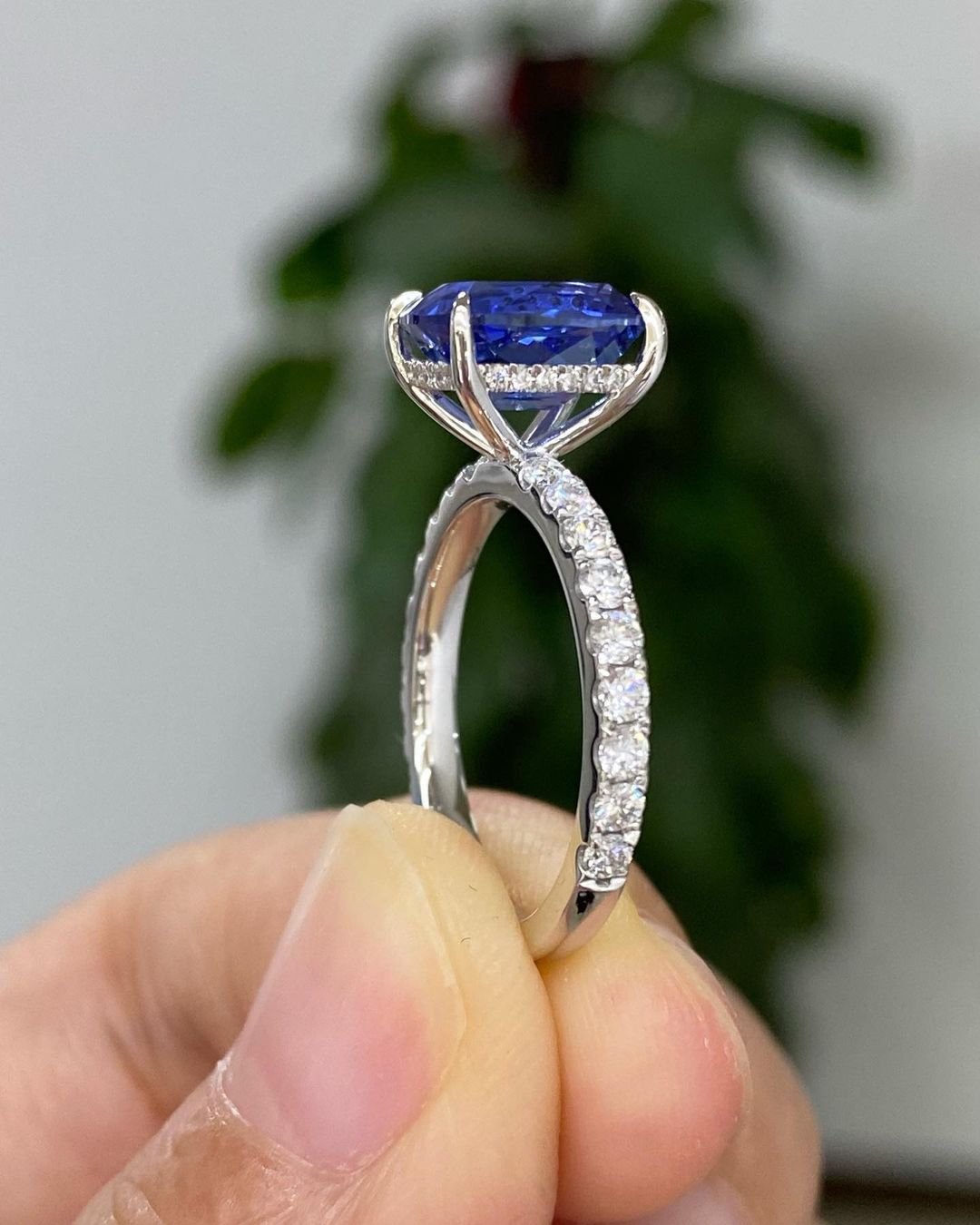 2.88Ct Blue Cushion Cut Solitaire Ring | Birthday Gift For Her | Special Occasion Ring For Women