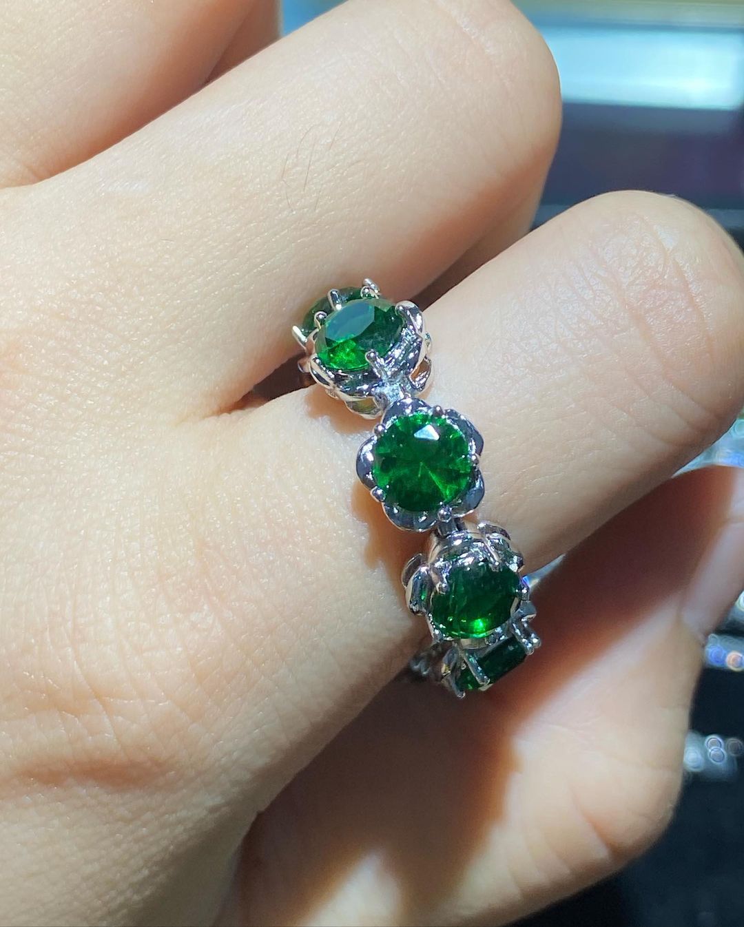 Green Round Brilliant Cut Signity Diamond Prong Set Tennis Bracelet | First Communication Gift For Girlfriend | Everyday Elegance Jewelry Bracelet