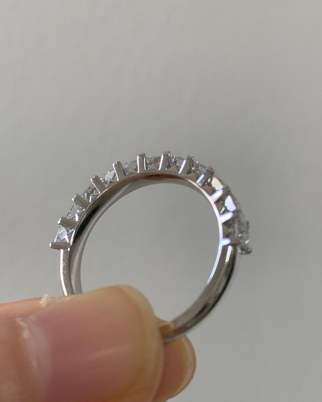 2.88Ct White Princess Cut Half Eternity Band Ring | Engagement Band Ring For Fiancée | Timeless Designer Band Ring For Women