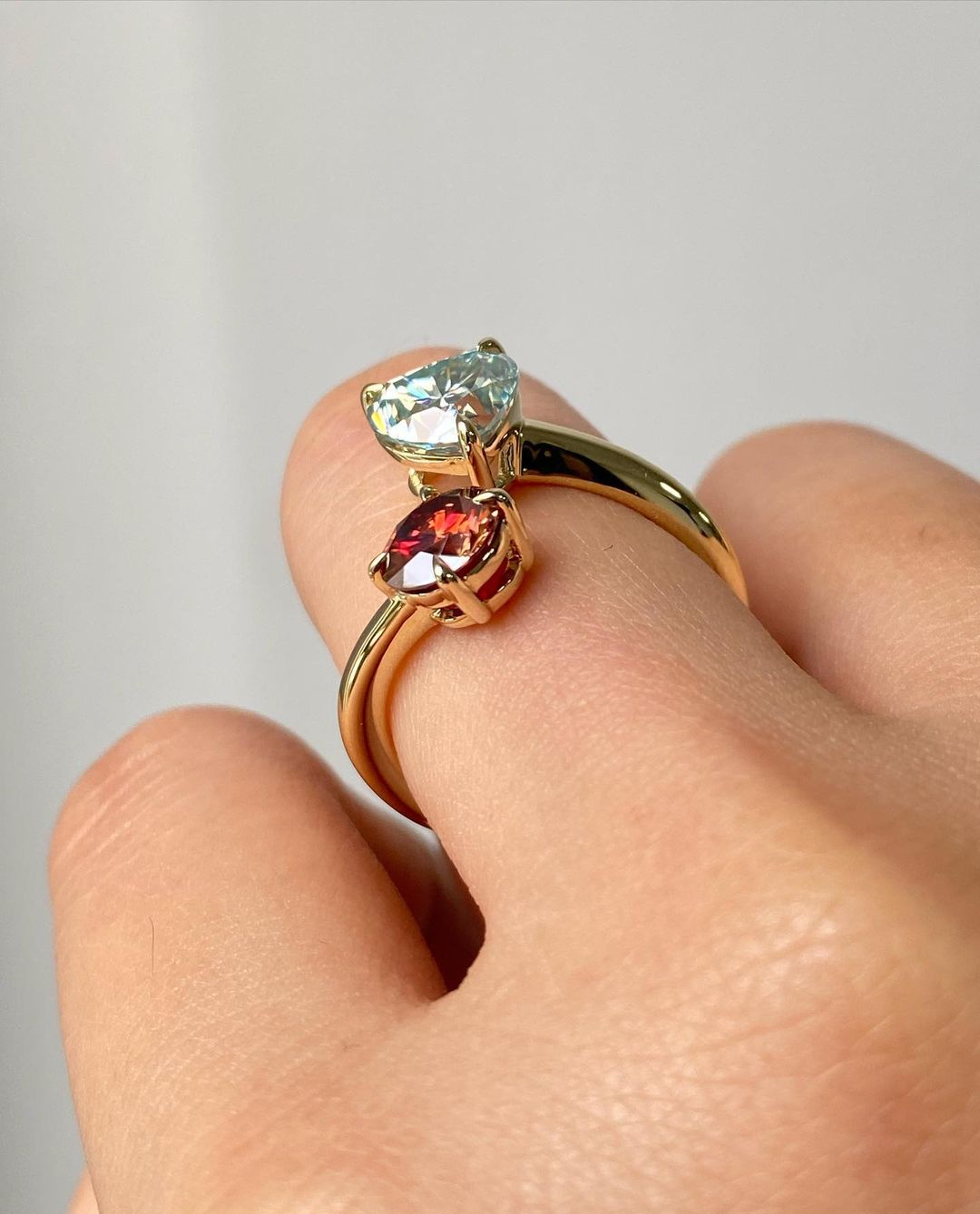 2.55Ct Green Blue Heart Cut Moissanite Two Stone Ring | Toi Et Moi Ring | Engagement Ring For Women
