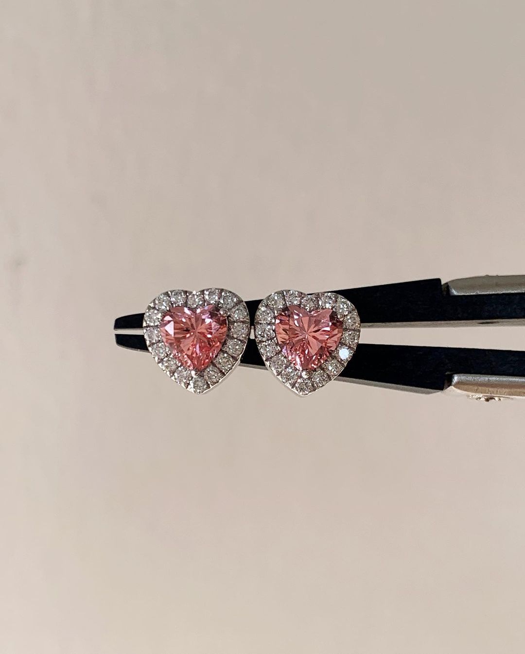 Pink Heart Cut Cubic Zirconia Halo Stud Earrings | Valentine's Day Gift Earring | Classic Stud Earring For Women