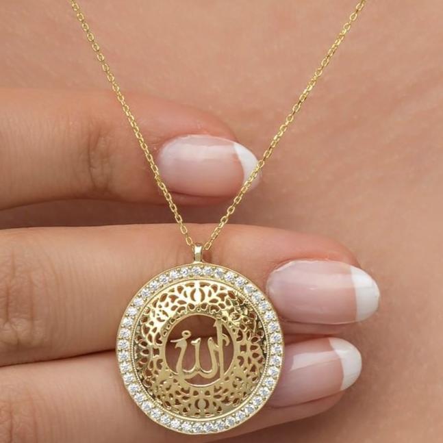 Allah Word Shape 2.20Ct White Round Cut Pave Pendant | Fashion Jewelry | Stunning Pendant | Faith Inspired Pendant