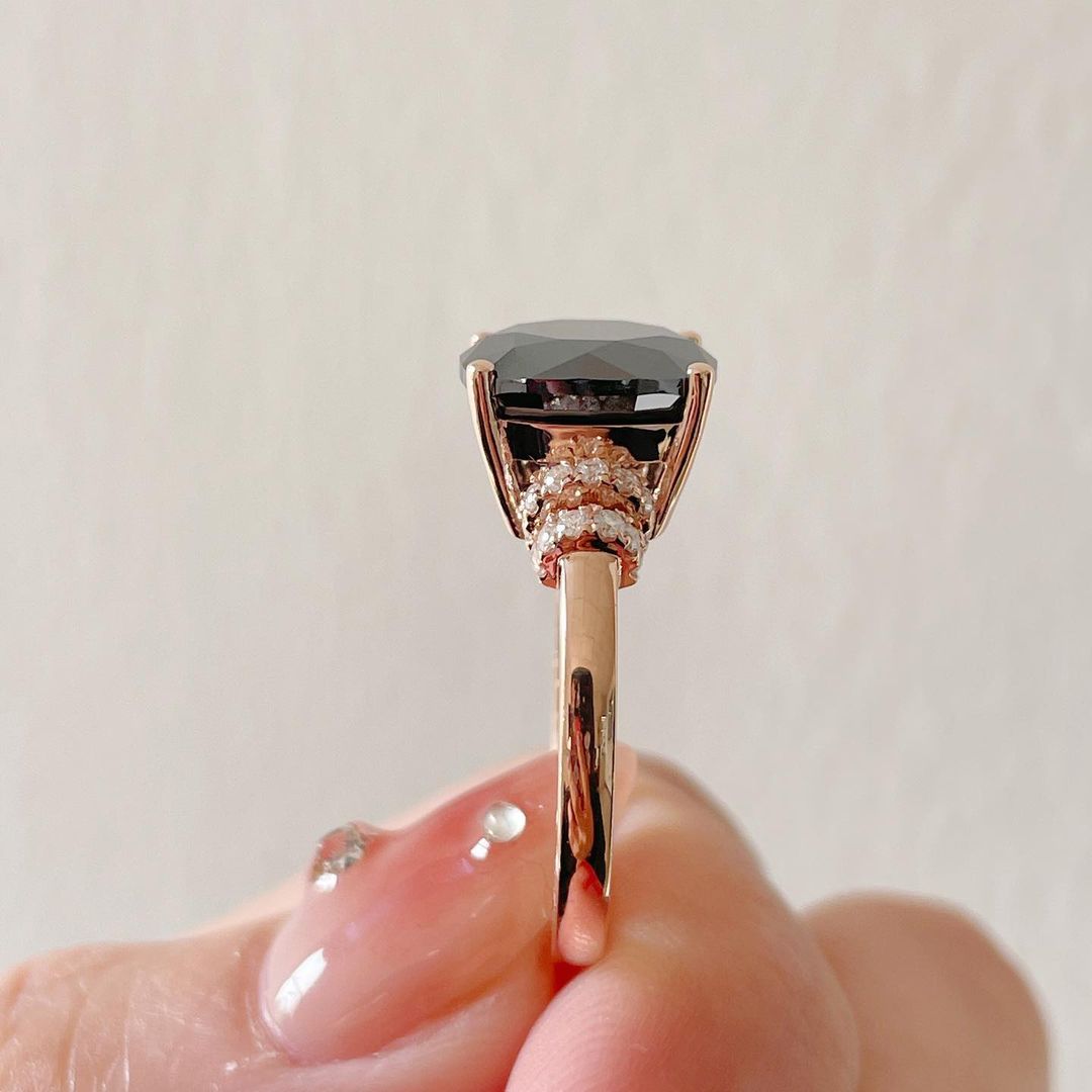 2.88Ct Black Cushion Cut Solitaire Ring | Party Wear Ring For Her | Customize Ring For Women