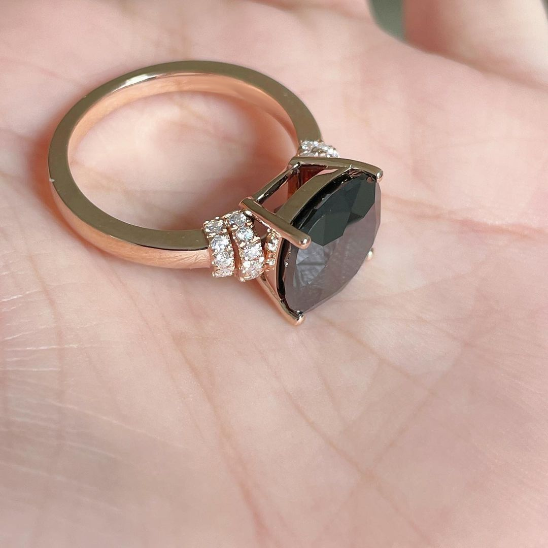 2.88Ct Black Cushion Cut Solitaire Ring | Party Wear Ring For Her | Customize Ring For Women