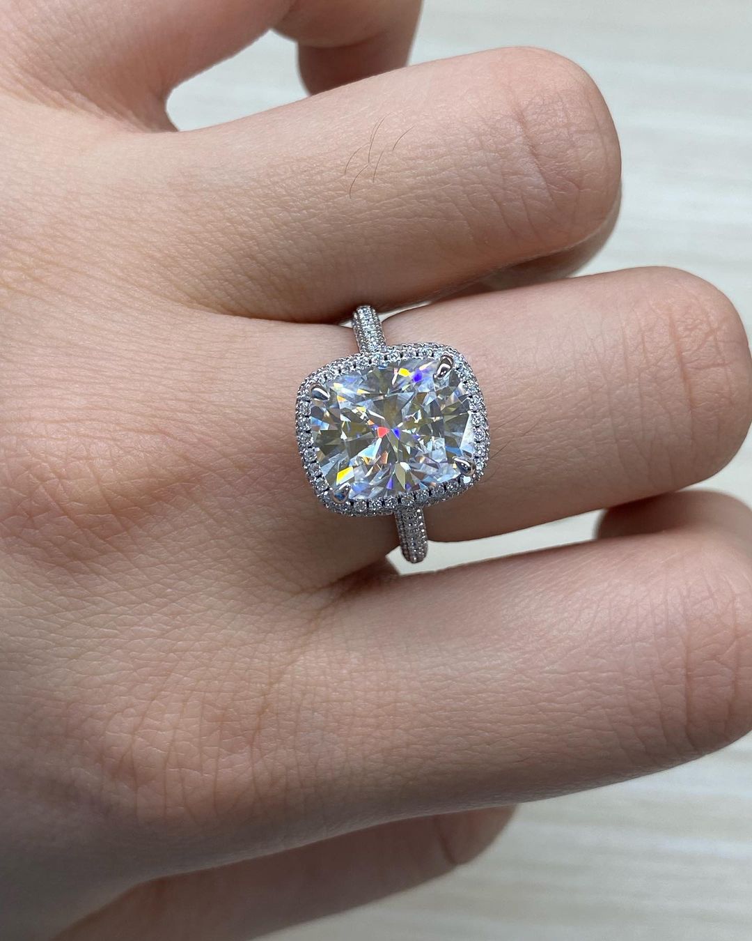 3.50Ct White Cushion Cut Halo Ring | Special Occasion Ring For Women | Fashion Jewelry | Customize Ring