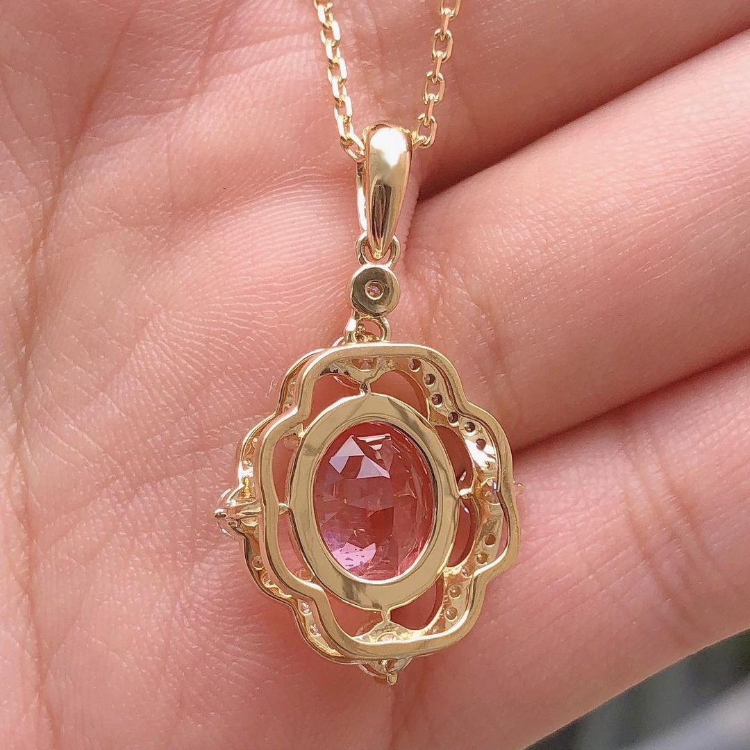 3.20Ct Pink Oval Cut Solitaire Pendant | Party Wear Pendant For Her | Luxury Jewelry | Designer pendant For Women
