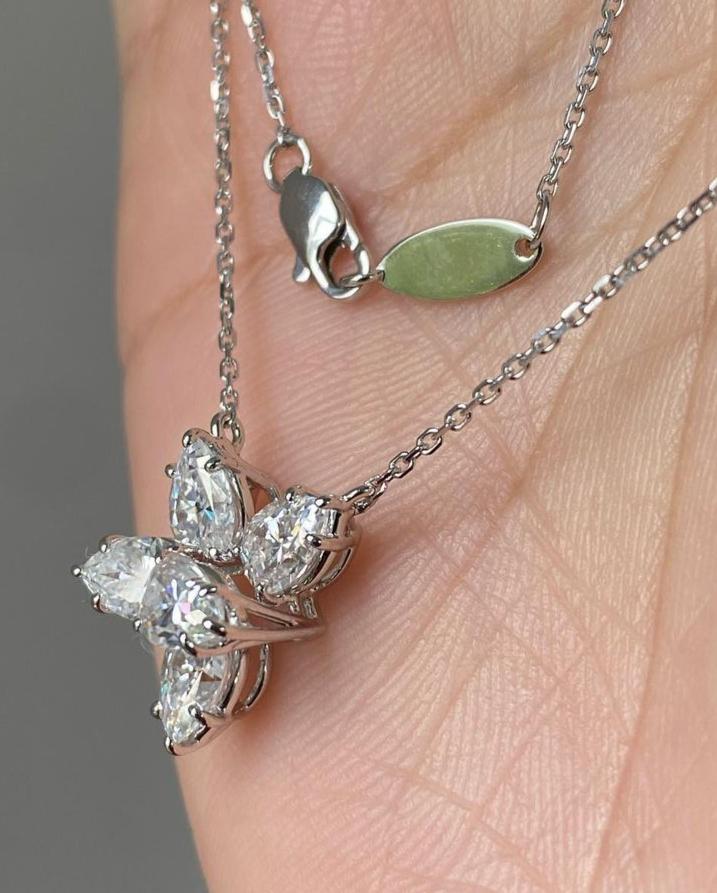 3.50Ct White Pear Cut Cluster Pendant | Wedding Gift Pendant For Bridal | Special Event Pendant | Jewelry Collection
