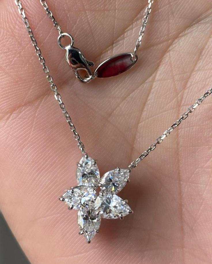 3.50Ct White Pear Cut Cluster Pendant | Wedding Gift Pendant For Bridal | Special Event Pendant | Jewelry Collection