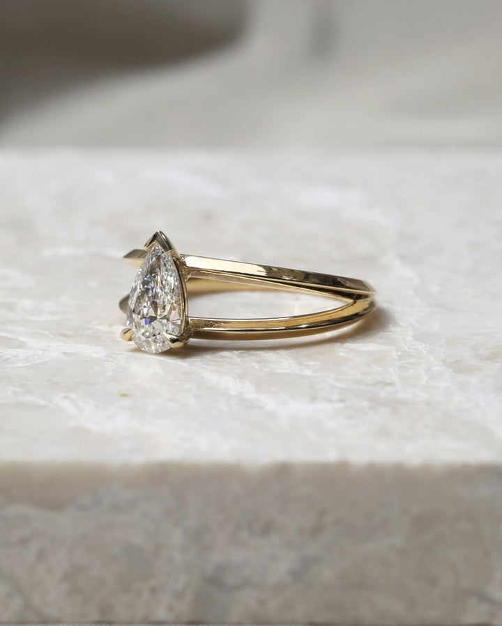 2.50Ct White Pear Cut Solitaire Ring | Proposal Ring For Girlfriend | Delicate Solo Diamond Ring