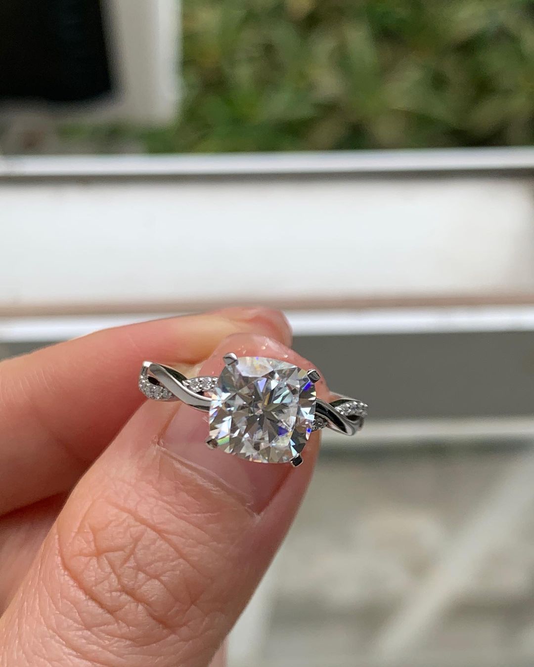 2.88Ct White Cushion Cut Solitaire Ring | Infinity Band Ring | Proposal Ring For Women