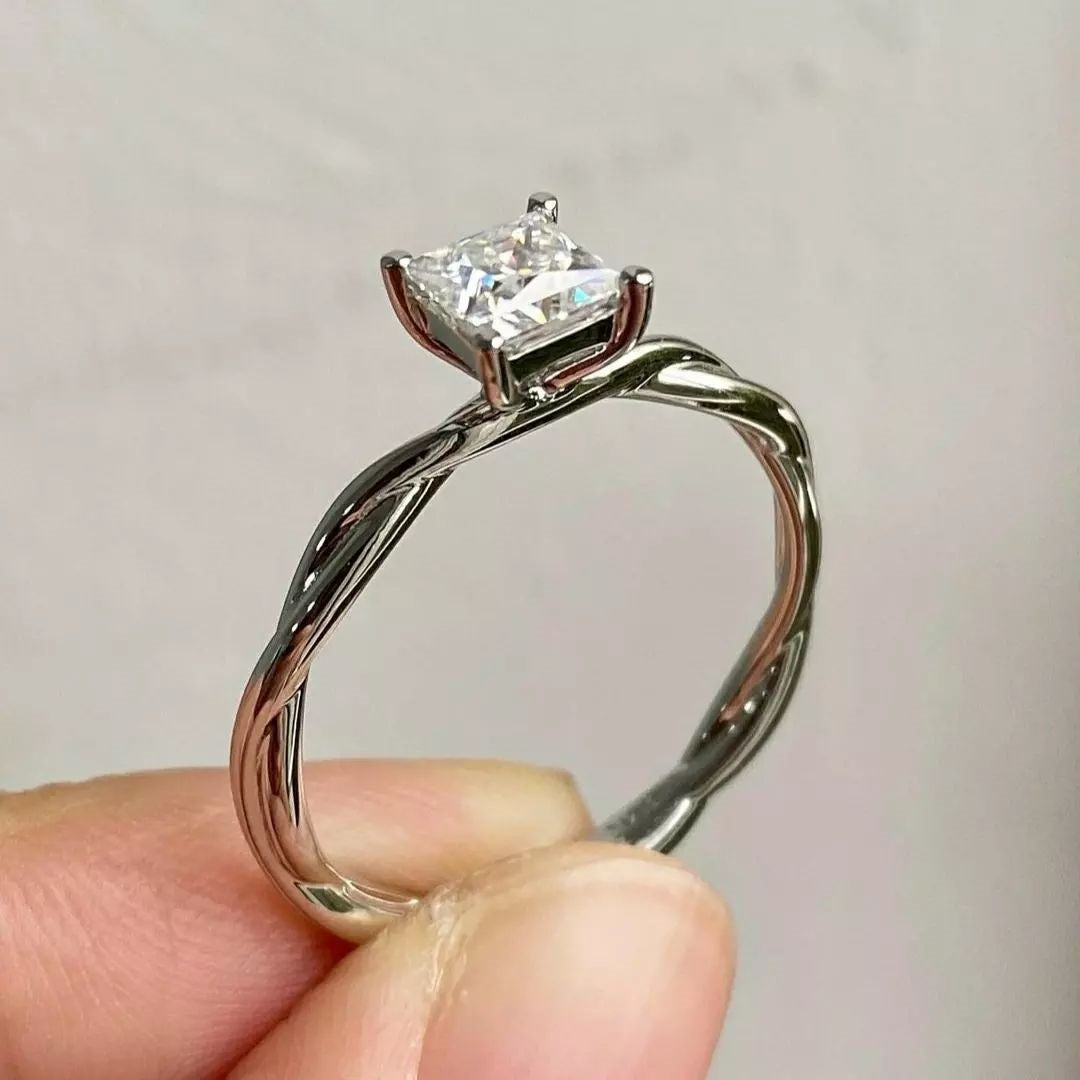 2.55Ct White Princess Cut Solitaire Ring | Daily Wear Ring | Classic Ring | Handmade Ring