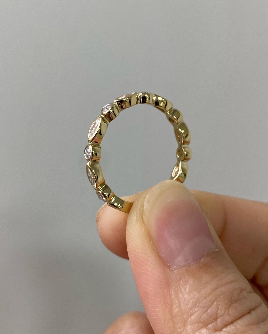 2.77Ct White Marquise And Round Cut Bezel With Full Eternity Band Ring | Promise Band Ring | Daily Wear Band Ring