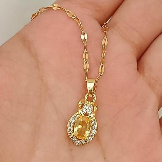 2.77Ct Yellow Oval Cut Solitaire With Halo Pendant | Engagement Gift Pendant For Fiancée | Birthstone Pendant For Women | Thank You Gift Pendant | Timeless Design