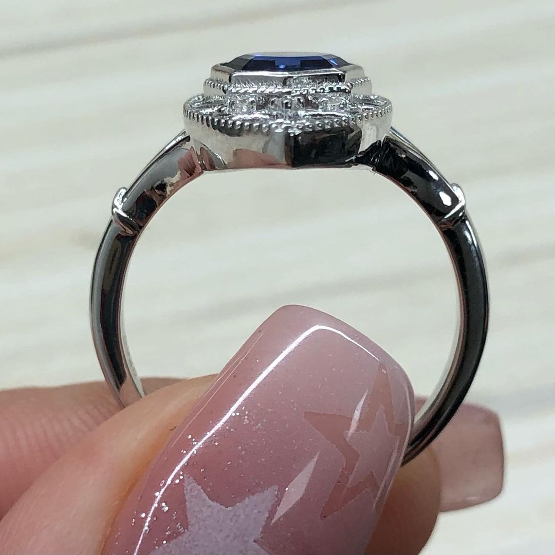 Vintage 2.77Ct Blue Octagon Cut Bezel Ring | Party Wear Ring For Her | Women Jewelry | Birthstone Ring