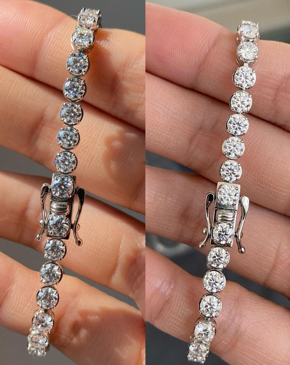 White Round Cut Brilliant Cut Signity Diamond Prong Set Tennis Bracelet | First Communication Gift Bracelet | Classic Design Tennis Bracelet
