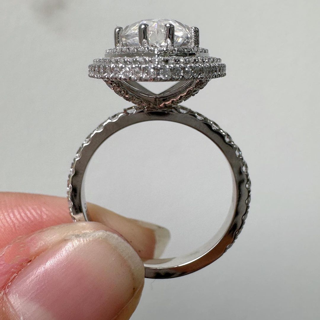10Ct White Marquise Cut Double Halo Ring | Party Wear Ring | Wedding Ring For Bridal | Surprise Gift Ring For Women