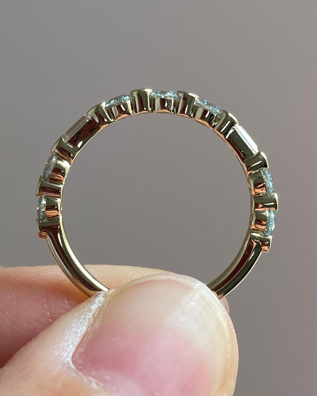 1.80Ct Aquamarine Color Round Cut Half Eternity Band Ring | Proposal Band Ring | Simple Band Ring For Her | Daily Wear Band Ring