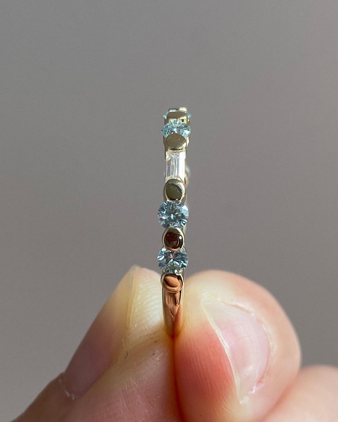 1.80Ct Aquamarine Color Round Cut Half Eternity Band Ring | Proposal Band Ring | Simple Band Ring For Her | Daily Wear Band Ring
