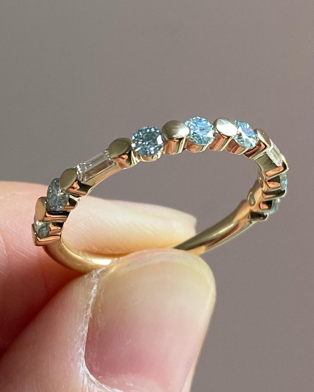 1.80Ct Aquamarine Color Round Cut Half Eternity Band Ring | Proposal Band Ring | Simple Band Ring For Her | Daily Wear Band Ring