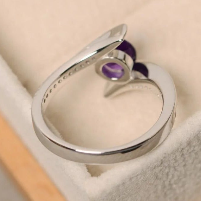 2.5Ct Amethyst Round Cut Tension Ring | Birthstone Ring For Her | Daily Wear Ring | Women Jewelry