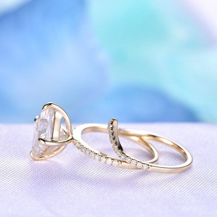 2.80Ct White Princess Cut Solitaire Ring Set | Wedding Ring Set | Jewelry Collection