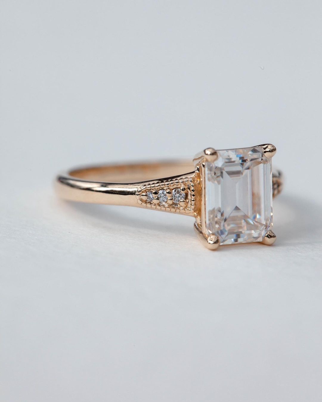 2.6Ct White Emerald Cut Solitaire Ring | Birthstone Ring | Luxury Jewelry | Surprise Gift