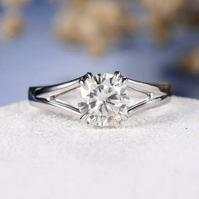 2.55Ct Round Cut Solitaire Ring | Split Shank Ring | Daily Wear Ring | Classic Ring