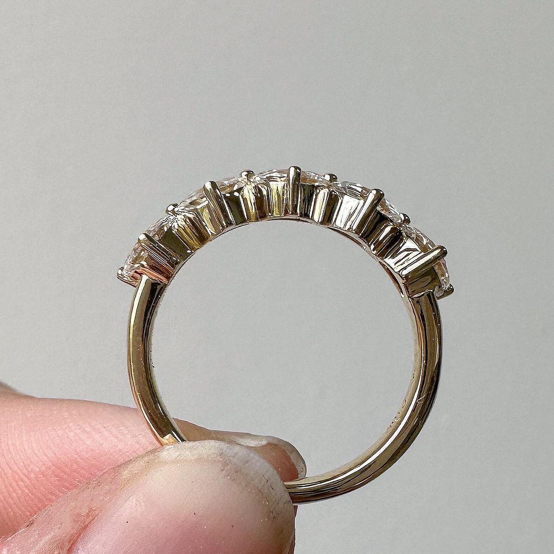 2.80Ct White Half Moon Cut Half Eternity Band Ring | Surprise Gift Ring For Her | Birthday Gift Ring For Women