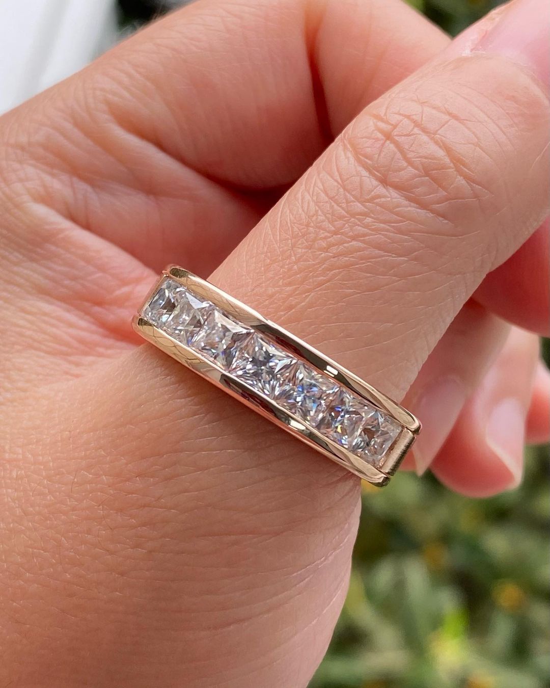 2.80Ct White Princess Cut Channel With Half Eternity Band Ring | Engagement Band Ring For Her | Women Jewelry