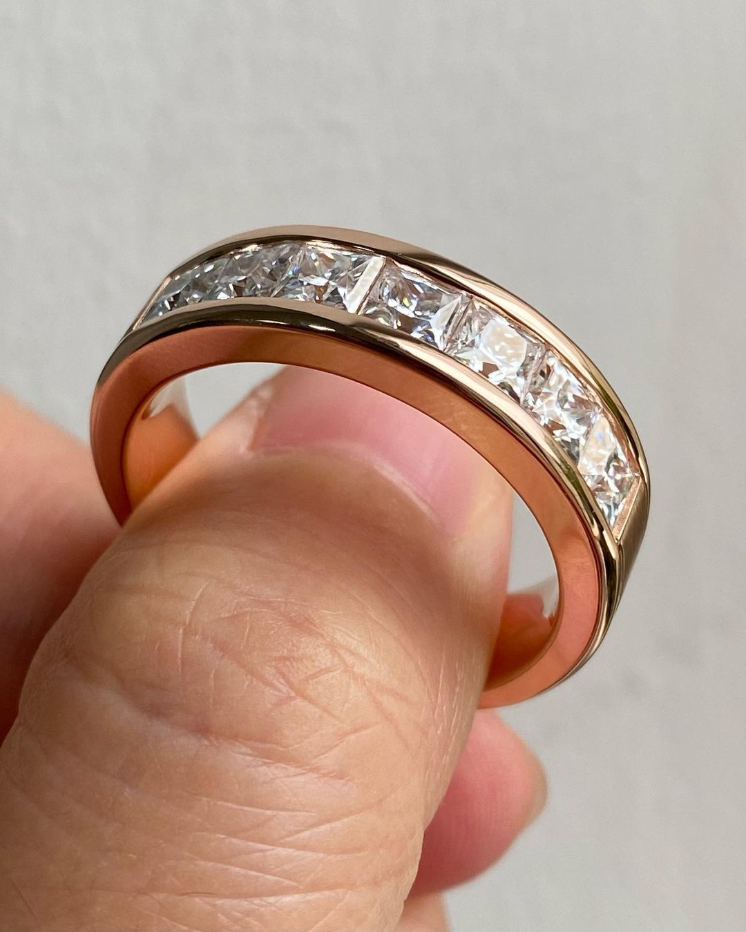 2.80Ct White Princess Cut Channel With Half Eternity Band Ring | Engagement Band Ring For Her | Women Jewelry