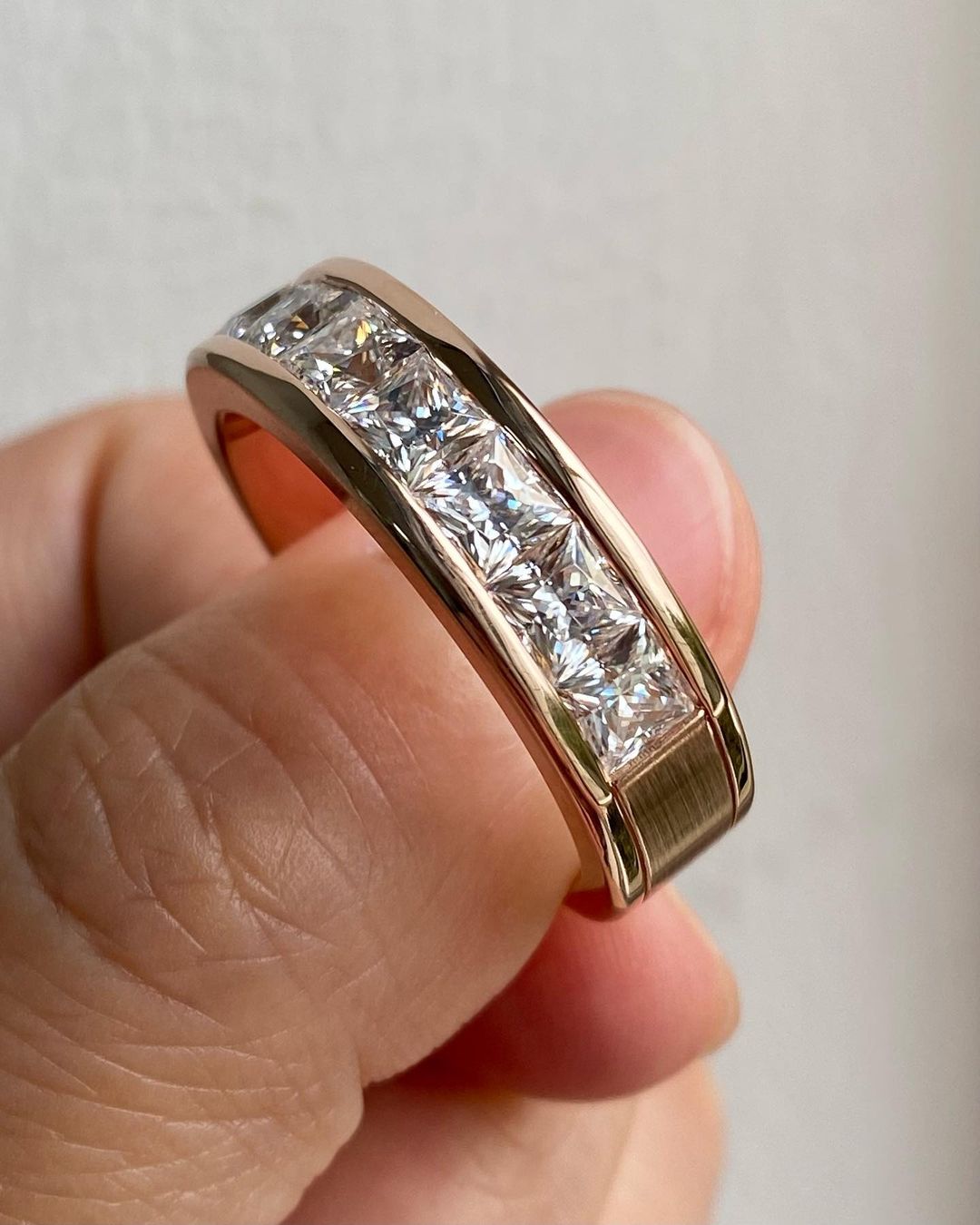 2.80Ct White Princess Cut Channel With Half Eternity Band Ring | Engagement Band Ring For Her | Women Jewelry