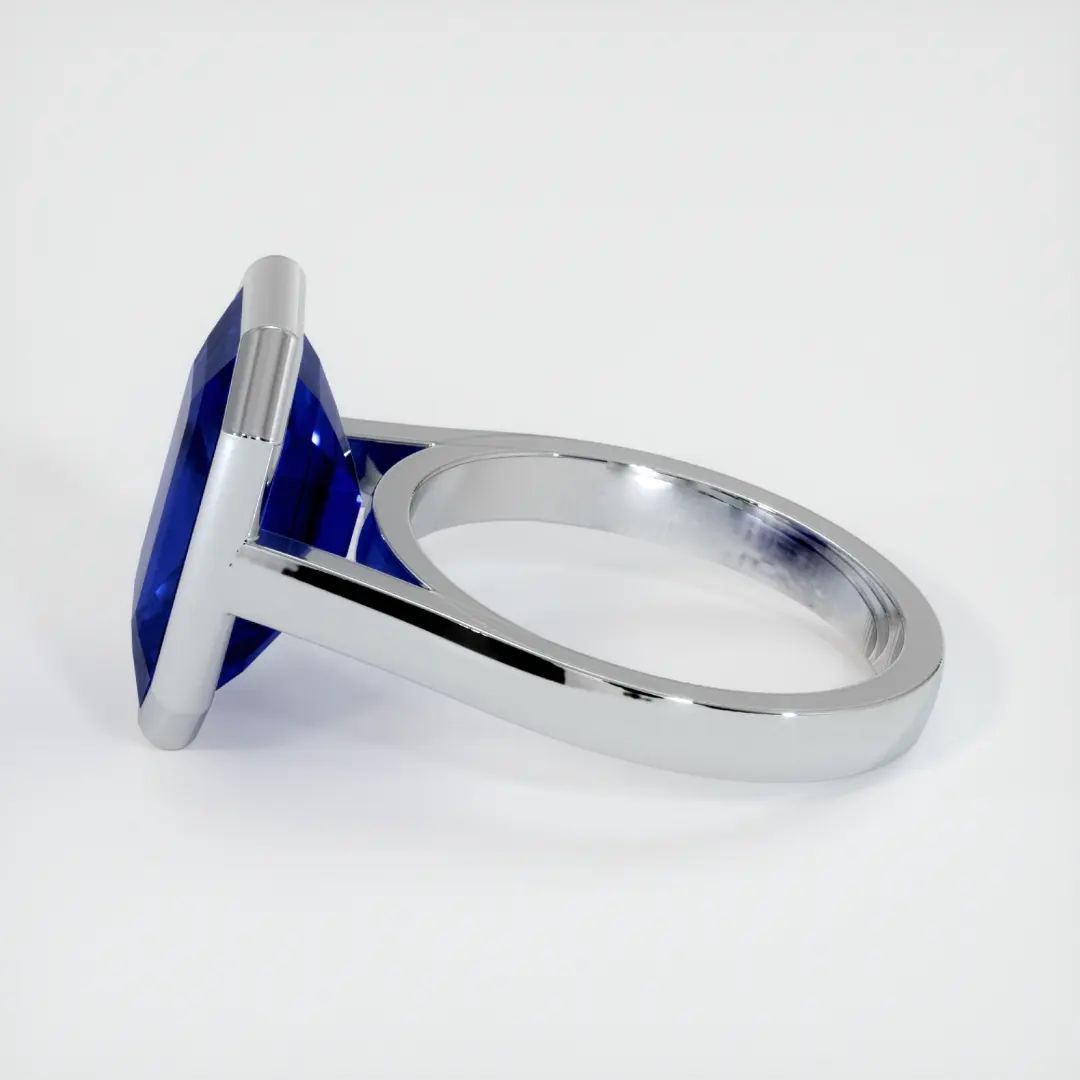 3.8Ct Blue Emerald Cut Bezel Ring | Birthstone Ring For Her | Classic Design Ring | Staking Ring