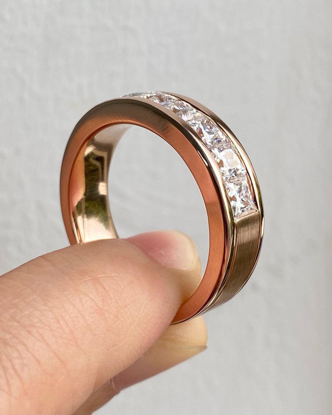 2.80Ct White Princess Cut Channel With Half Eternity Band Ring | Engagement Band Ring For Her | Women Jewelry