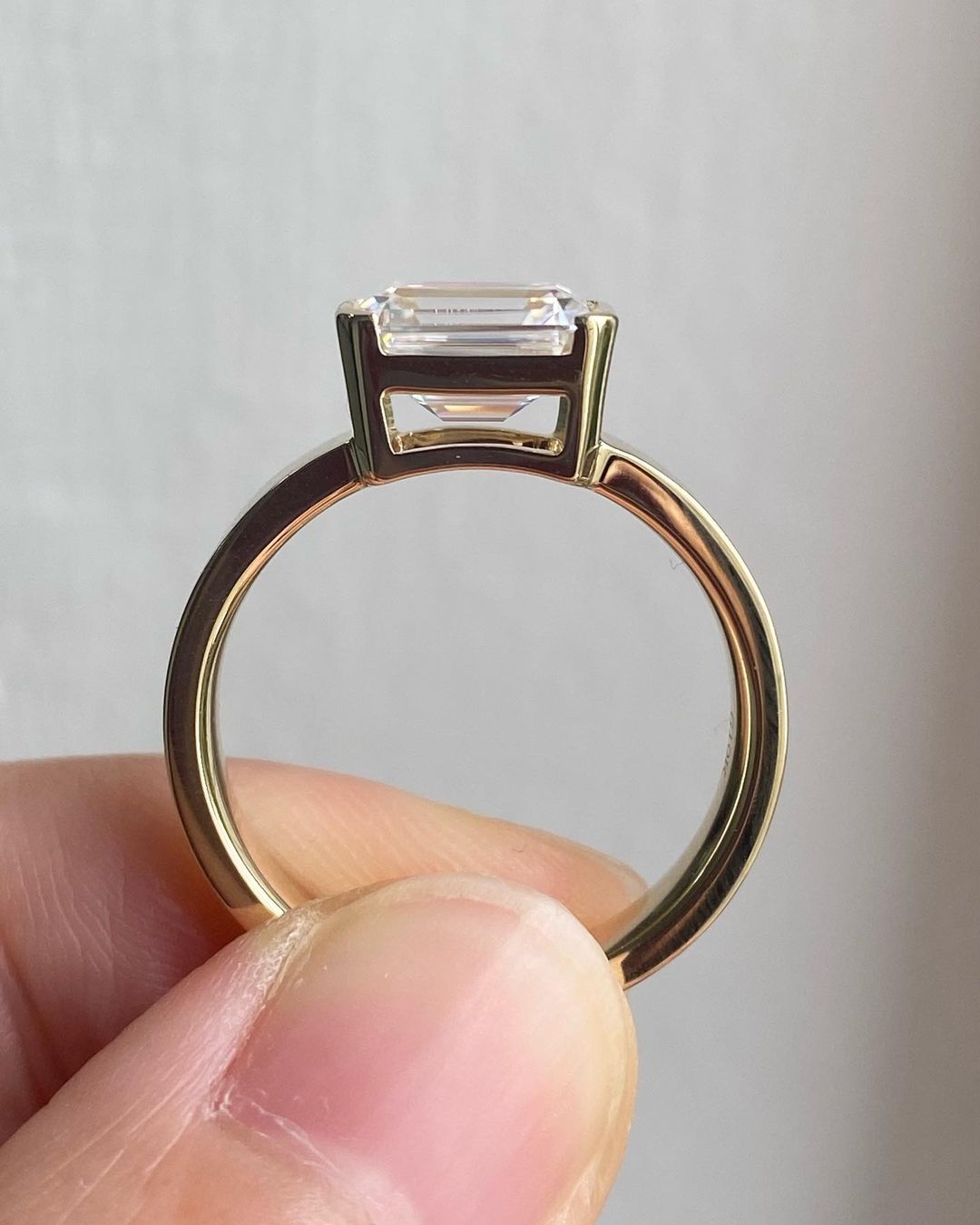 Awesome 3.10Ct Emerald Cut Half Bezel Ring | Proposal Ring | Engagement Ring