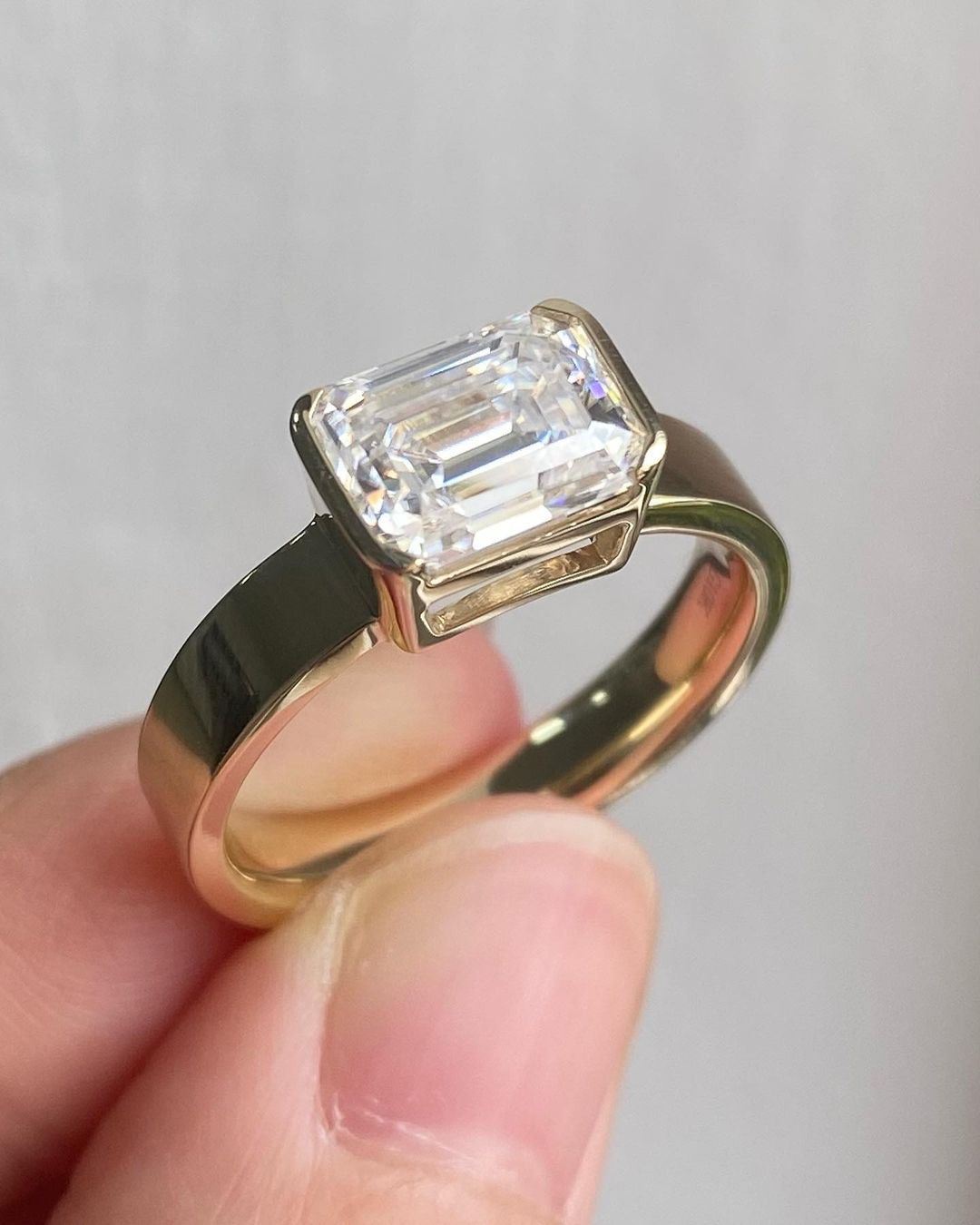 Awesome 3.10Ct Emerald Cut Half Bezel Ring | Proposal Ring | Engagement Ring