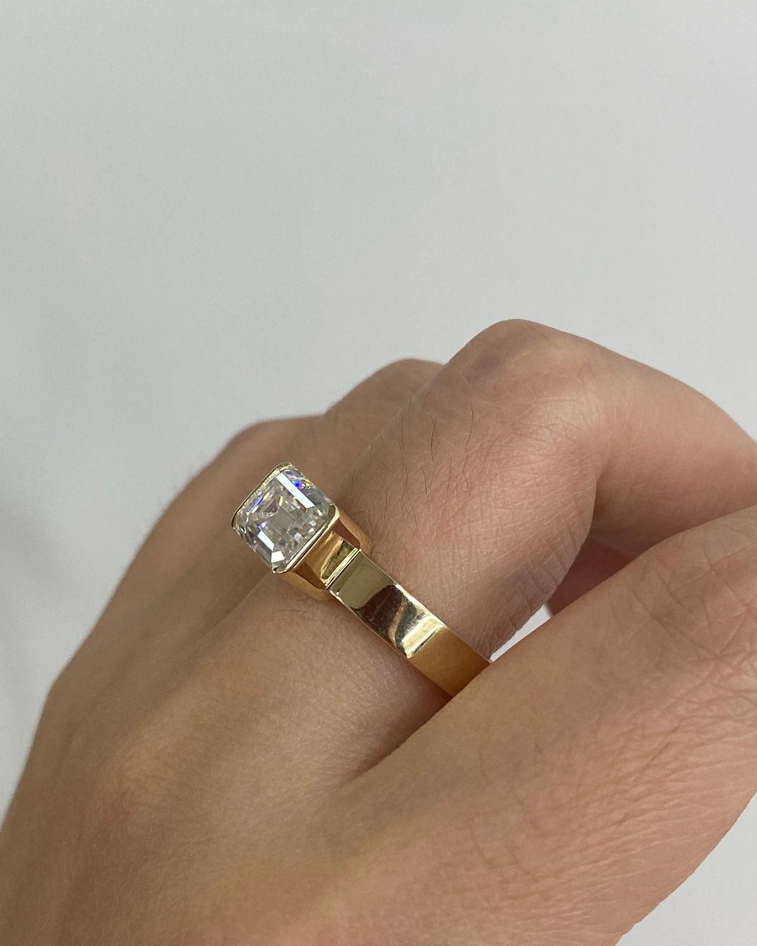 Awesome 3.10Ct Emerald Cut Half Bezel Ring | Proposal Ring | Engagement Ring