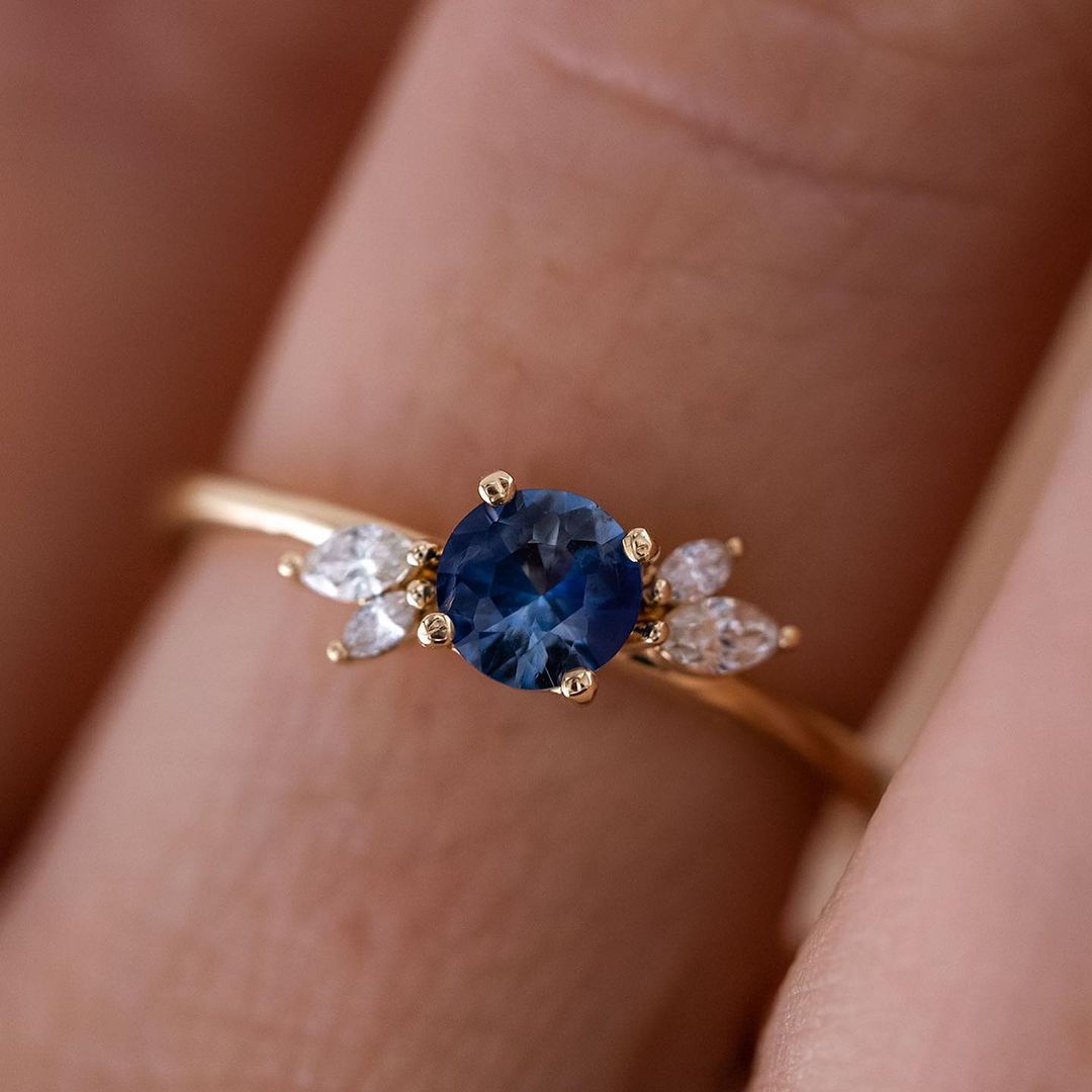 2.4CT Blue Round Cut Solitaire Ring | Engagement Ring For Fiancee | Promise Ring | Beautiful Ring